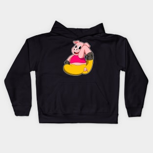 Pig at Yoga funny Kids Hoodie